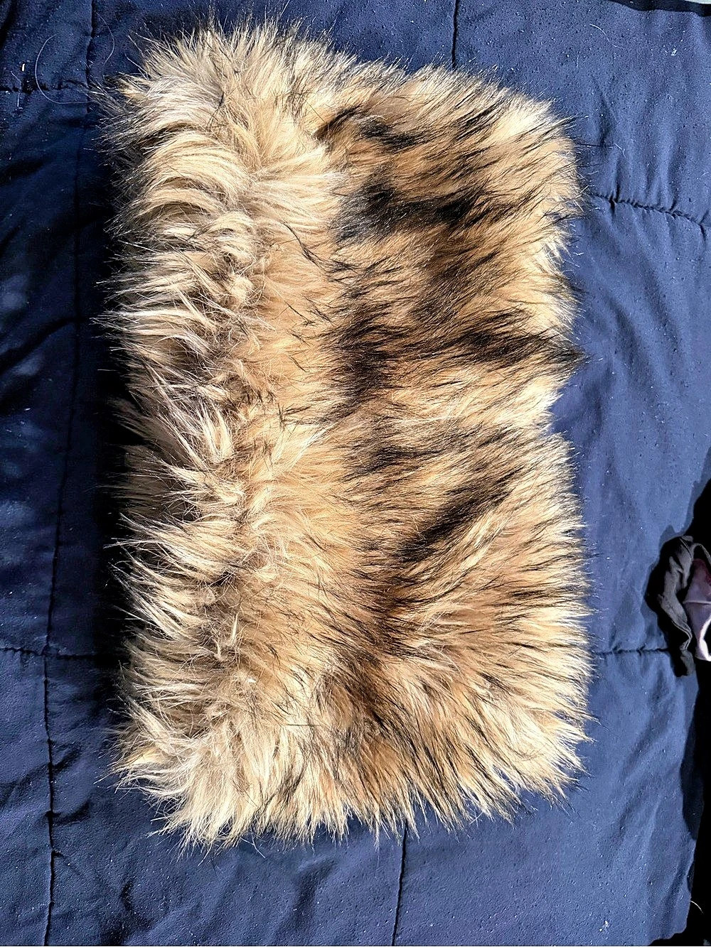 LOFT Faux Fur Knit Neck Warmer in Brown & Beige NWT